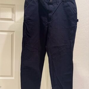 Carhartt Carpenter Pants Mens 46x32 Dungaree Fit Blue Canvas Workwear B11 MDT